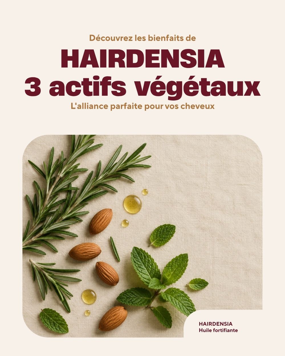 Romarin, amande douce et menthe poivrée